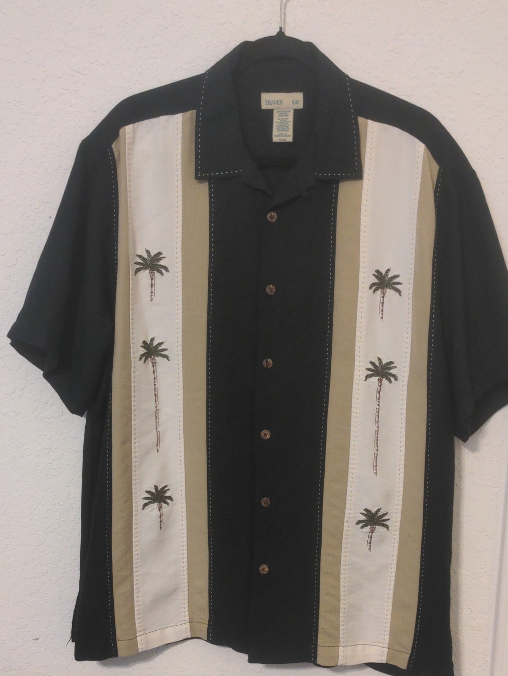 Trader Bay Men's Hawaiian Palm Trees Short Sleeve Button Down Shirt Size XL